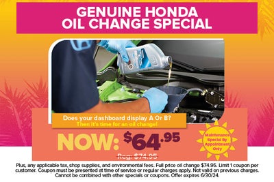Genuine Honda Oil Change Special