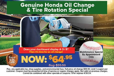 Genuine Honda Oil Change & Tire Rotation Special