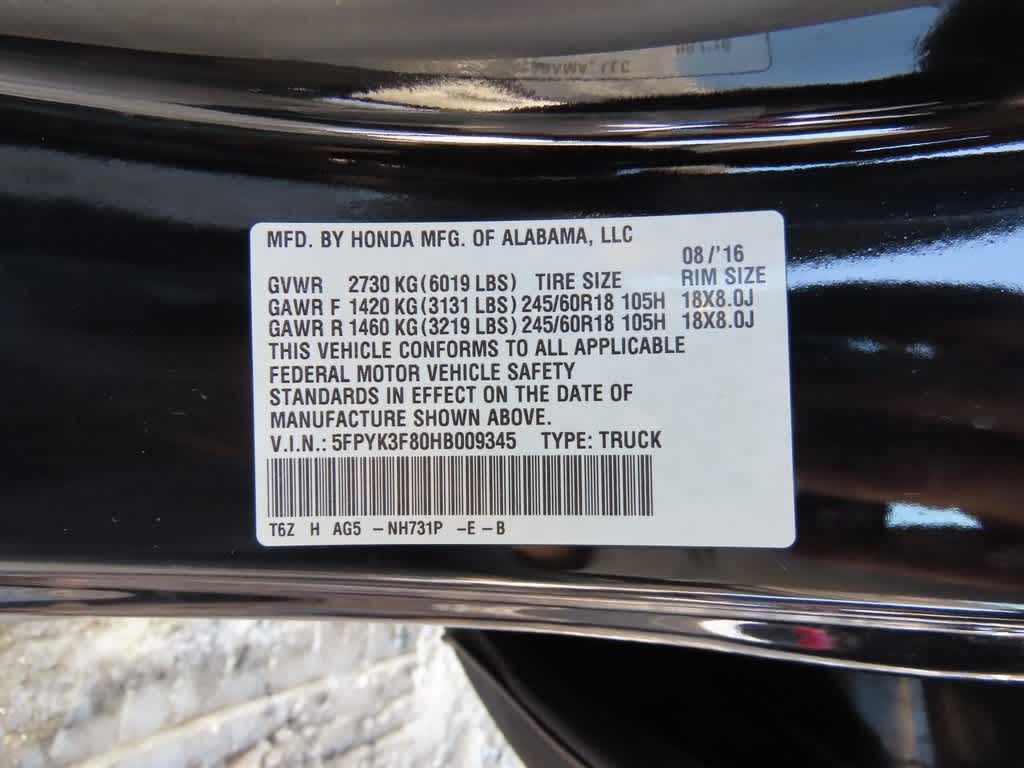 2017 Honda Ridgeline Black Edition