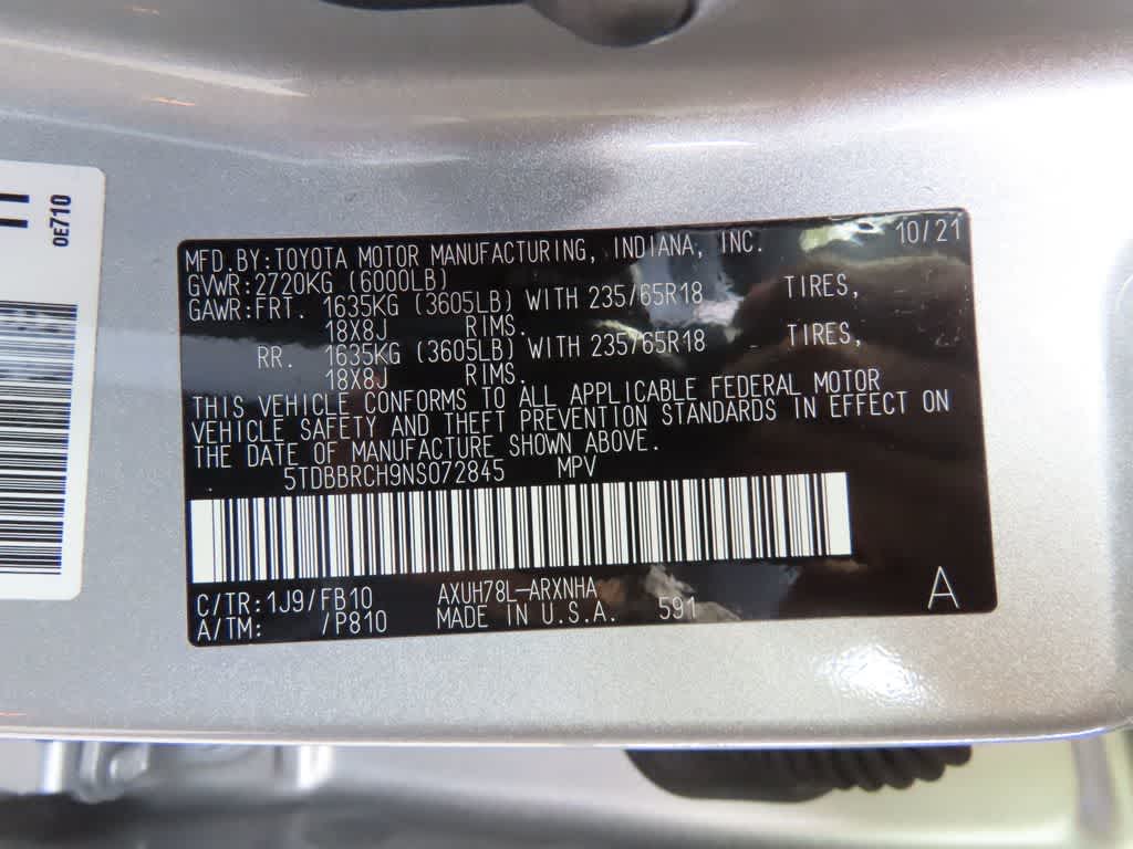 2022 Toyota Highlander Hybrid LE