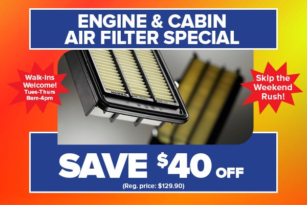 Engine & Cabin Air Filter Special